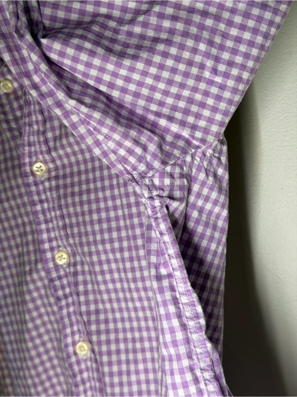 Ralph Lauren Boys Purple White Gingham Button Down Shirt Pony Logo Cotton Preppy